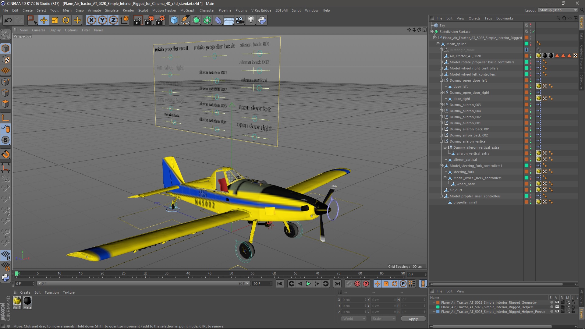 Plane Air Tractor AT 502B Simple Interior Rigged for Cinema 4D 3D
