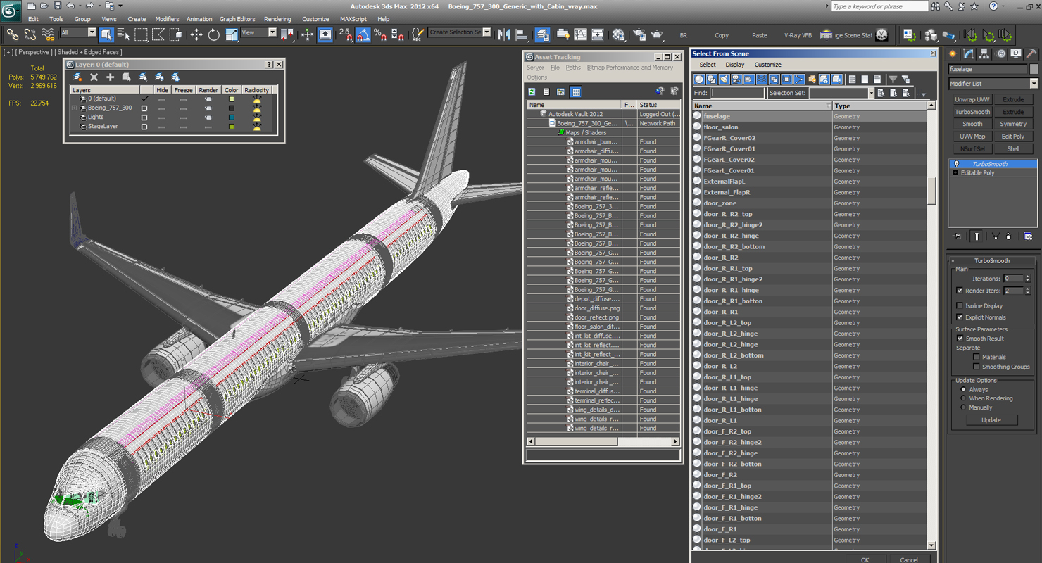 3D Boeing 757 300 Generic with Cabin model