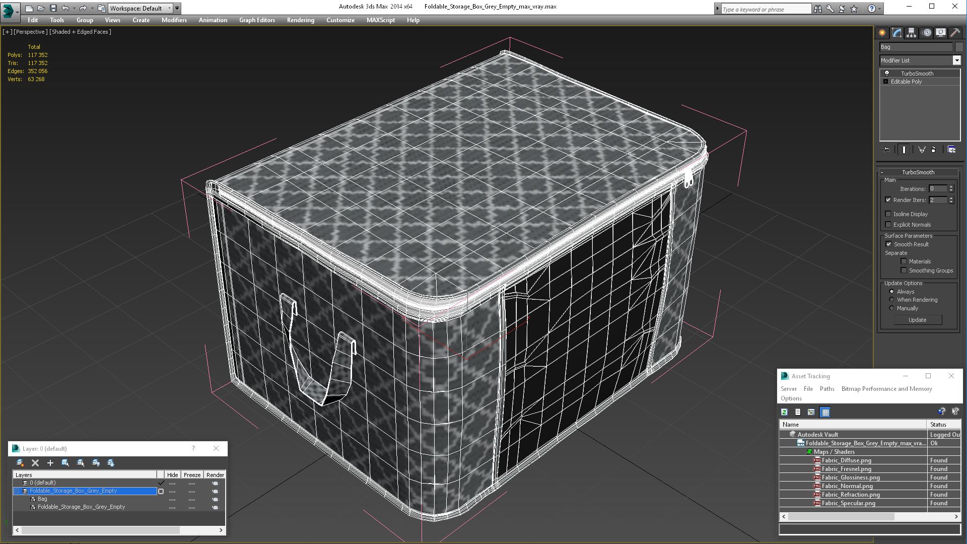3D Foldable Storage Box Grey Empty