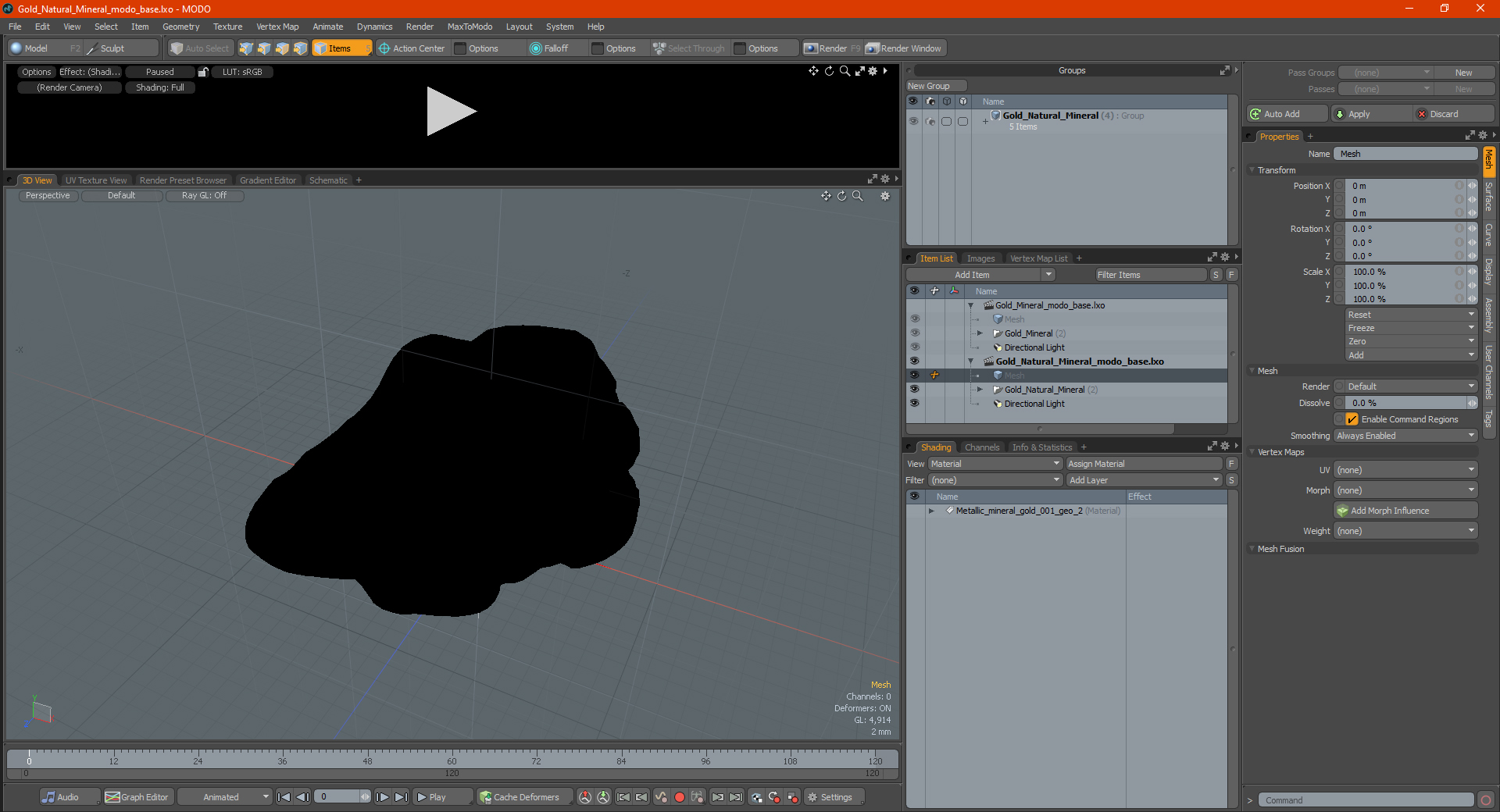 3D model Gold Natural Mineral