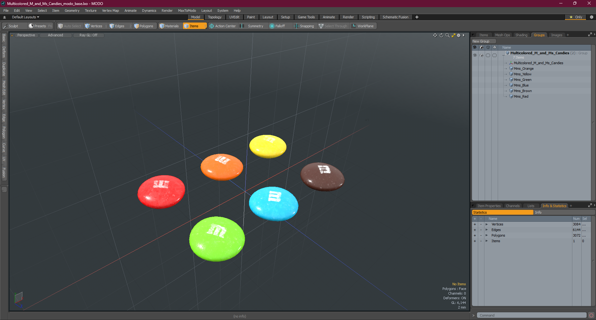 Multicolored M and Ms Candies 3D model
