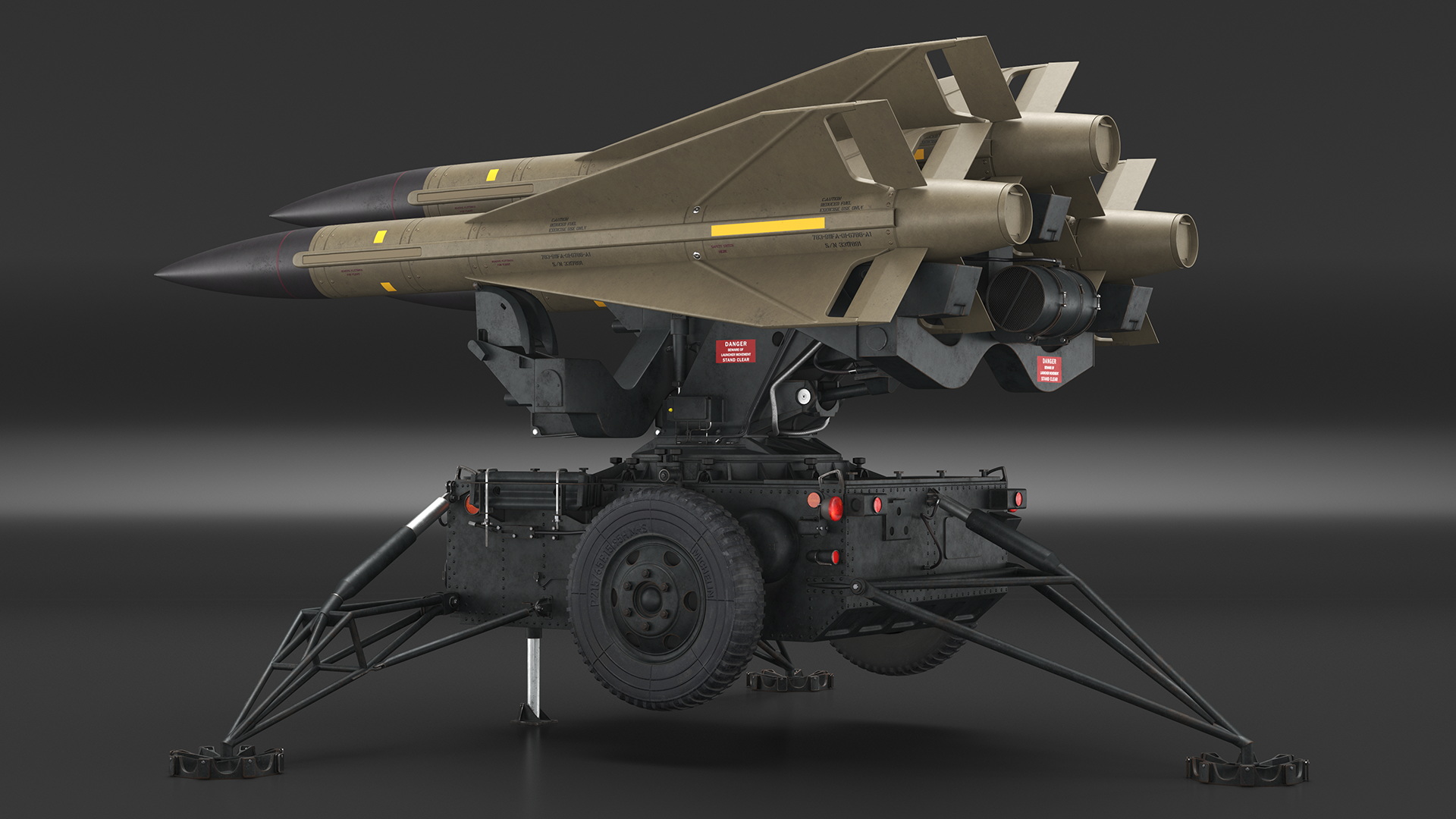 Dark Green MIM23 HAWK Rigged for Maya 3D