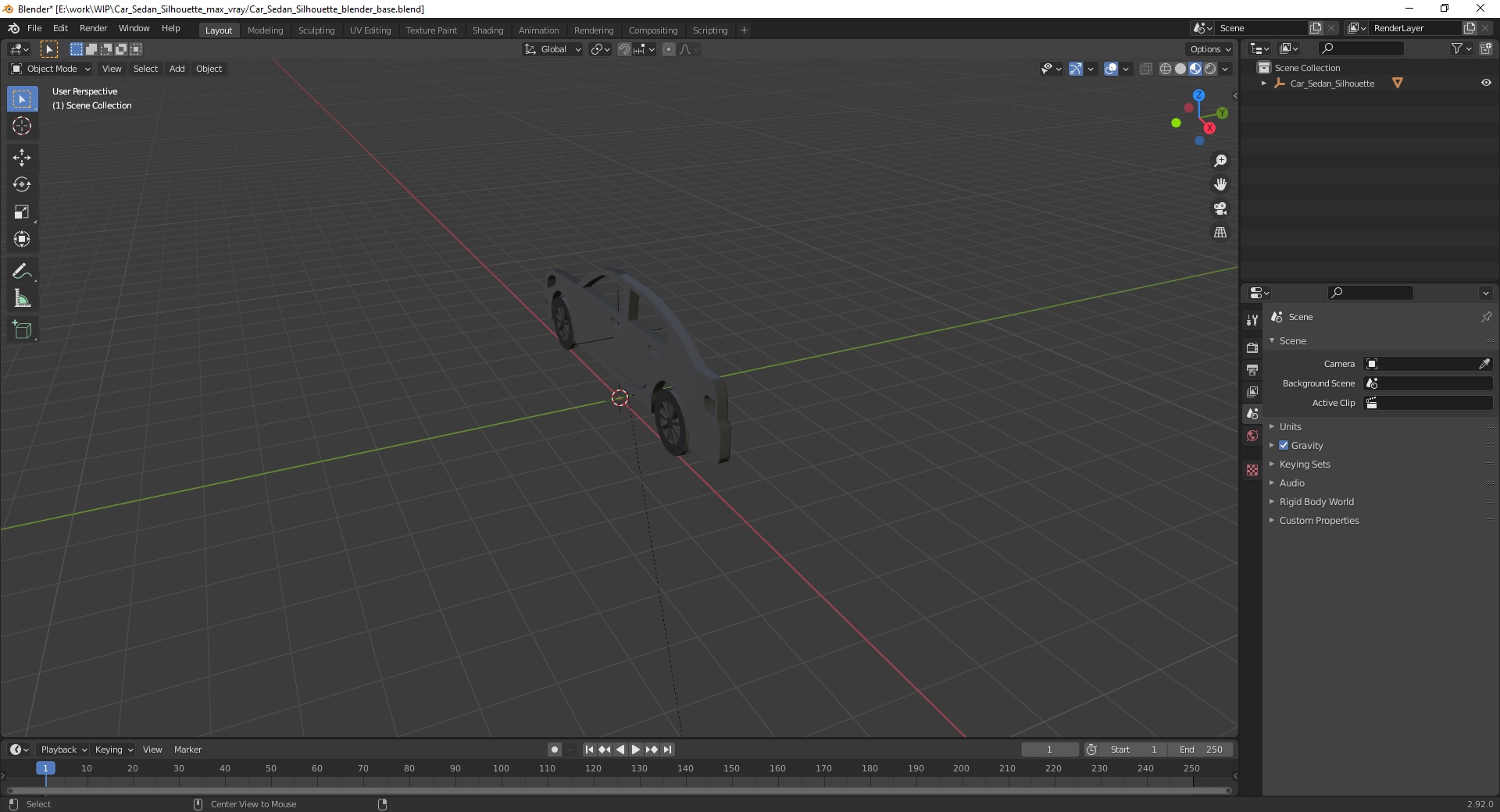 3D model Car Sedan Silhouette