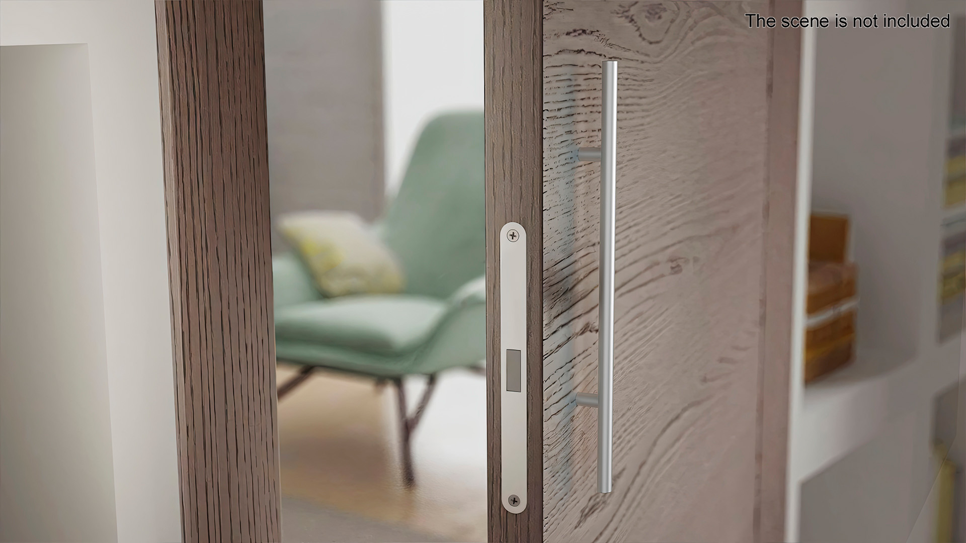 Door Handle Straight Round Metal 3D