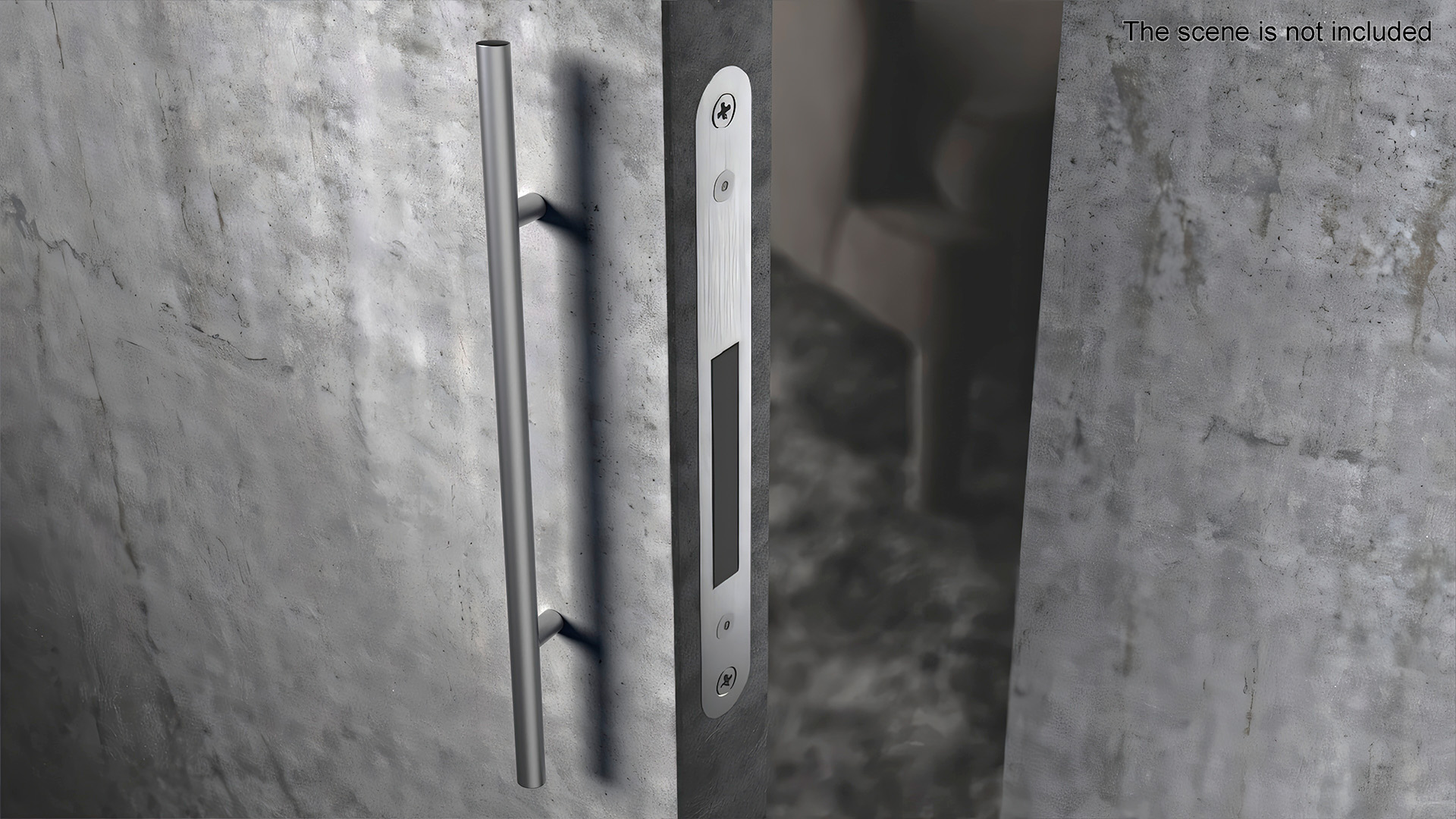 Door Handle Straight Round Metal 3D