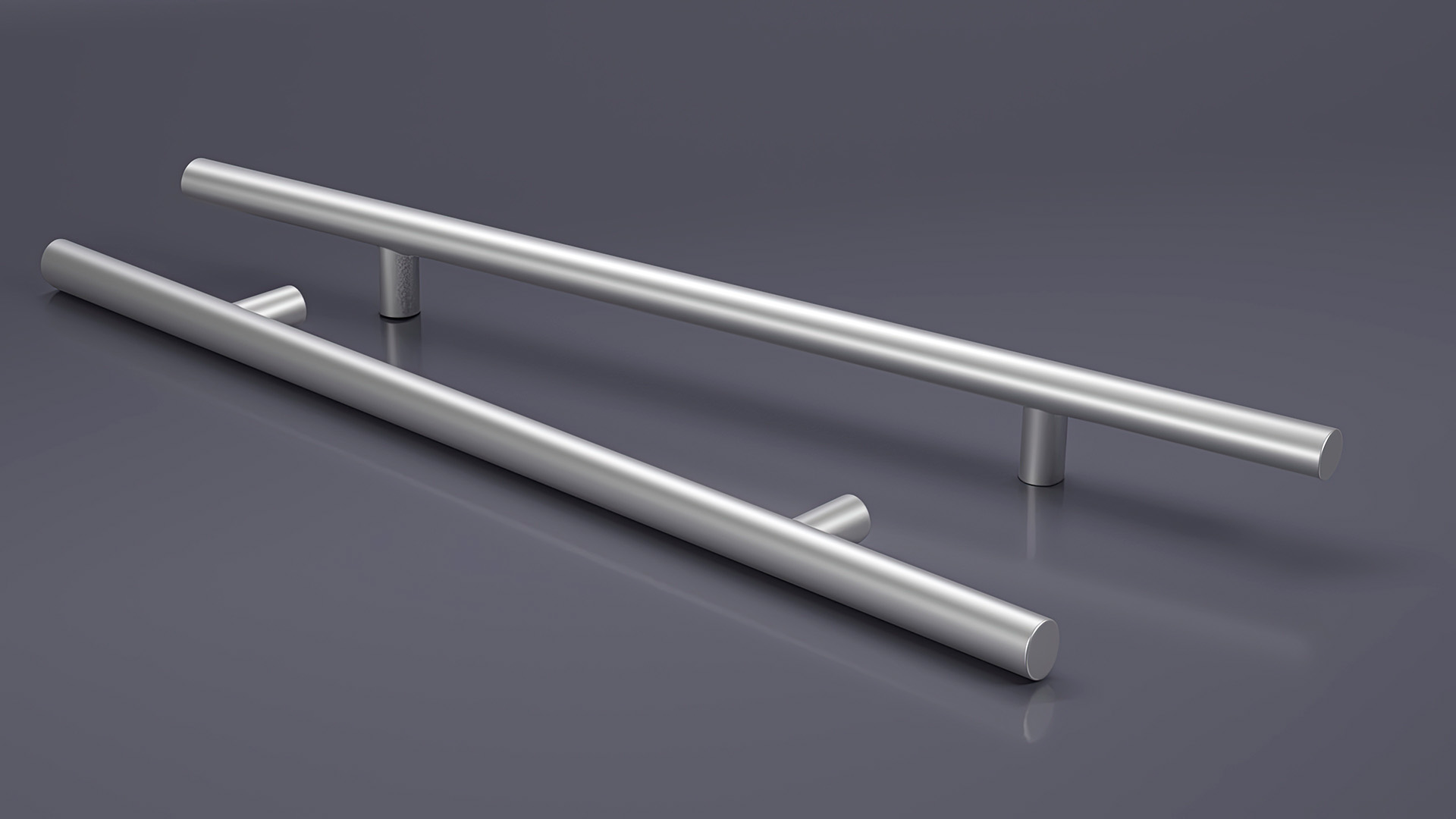 Door Handle Straight Round Metal 3D