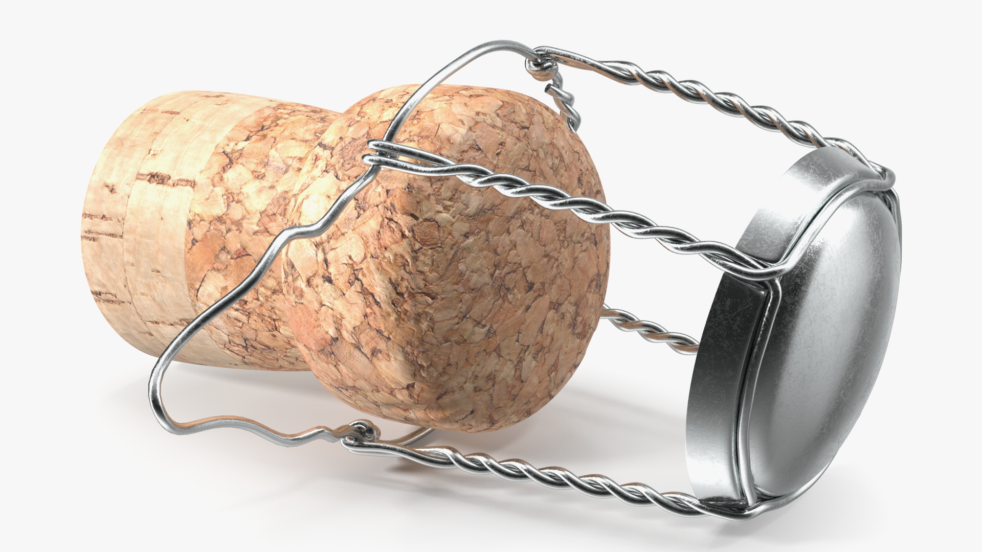 3D Bottle Cork Lying Metal Wire model