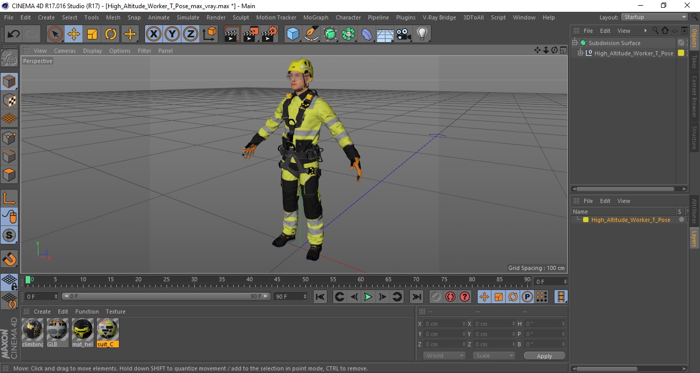 High Altitude Worker T Pose 3D