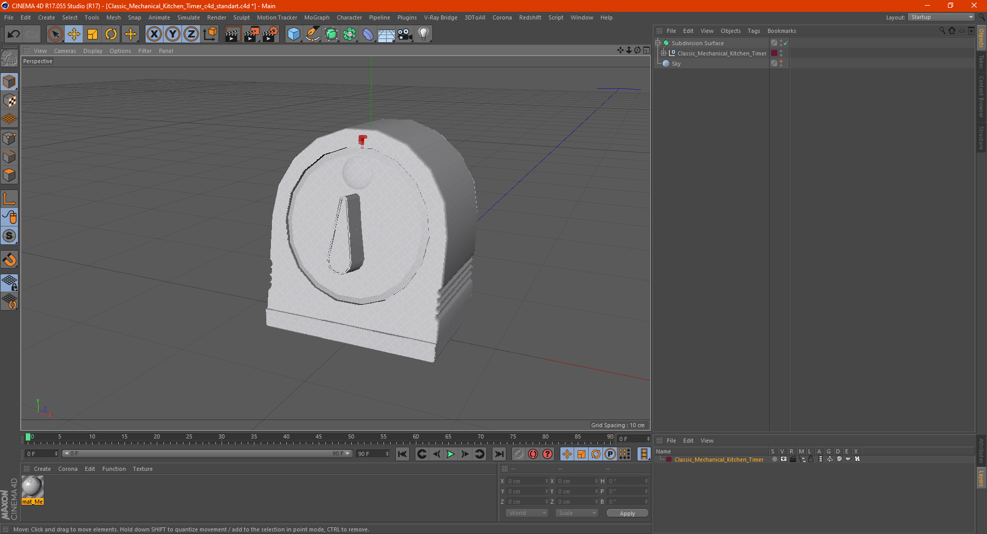 Classic Mechanical Kitchen Timer 3D