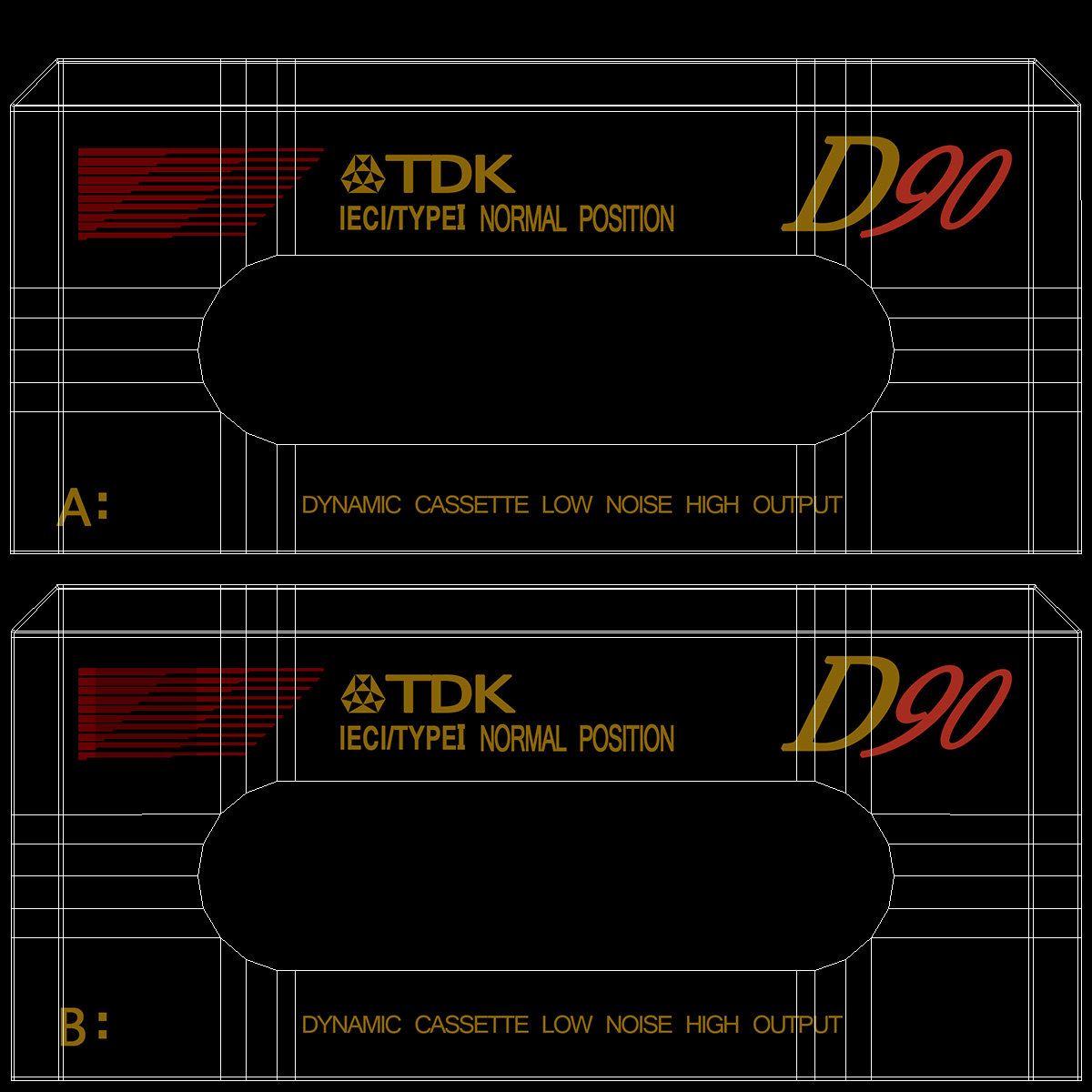 3D Old Audio Cassette with Unwound Film