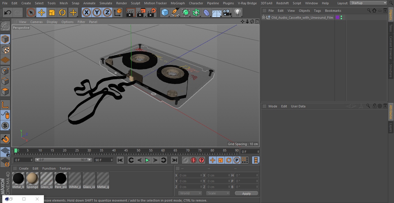 3D Old Audio Cassette with Unwound Film