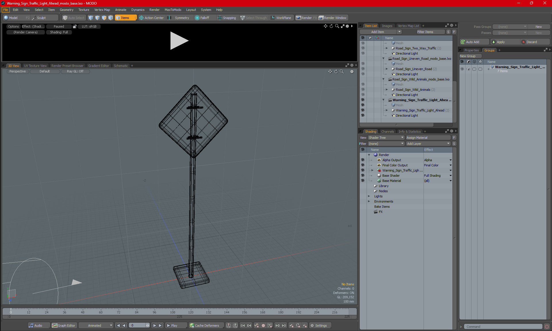 Warning Sign Traffic Light Ahead 3D