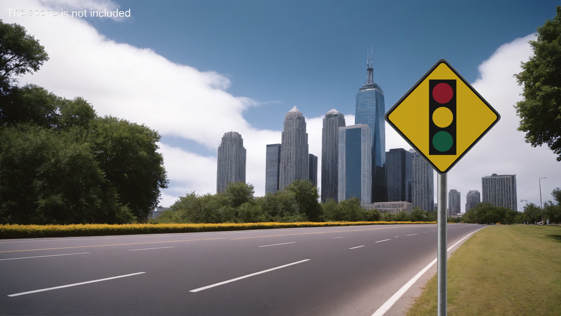 Warning Sign Traffic Light Ahead 3D