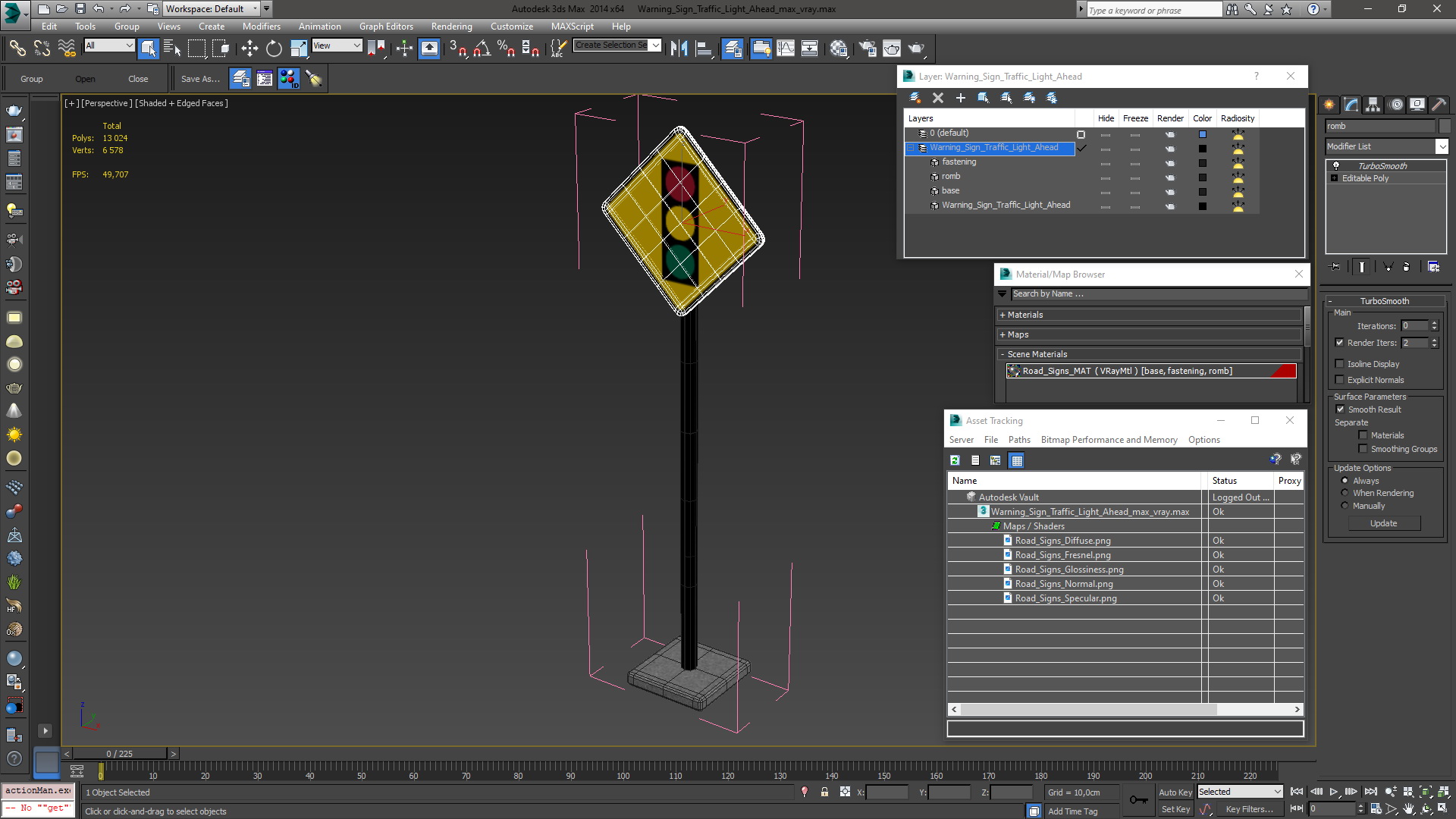 Warning Sign Traffic Light Ahead 3D