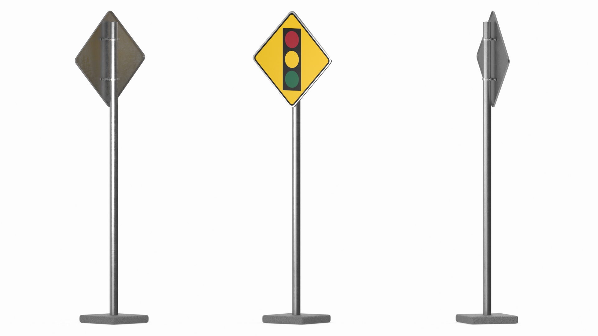 Warning Sign Traffic Light Ahead 3D