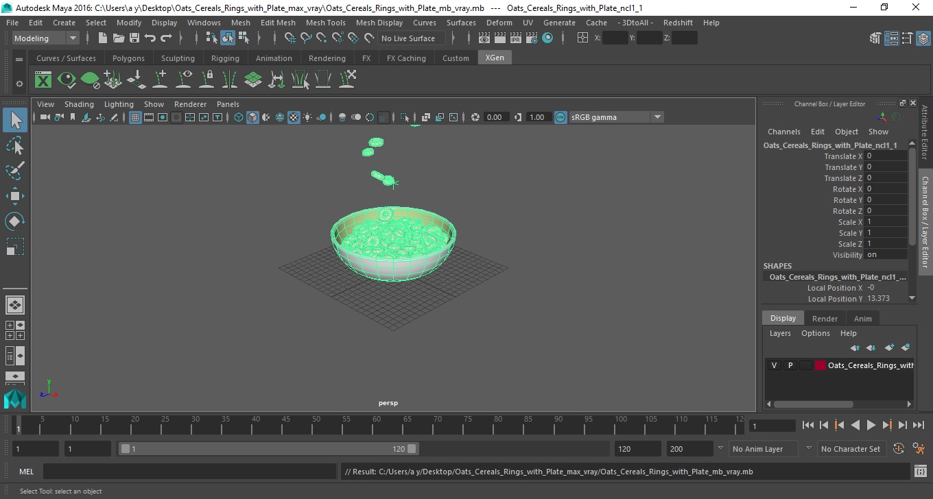 Oats Cereals Rings with Plate 3D model