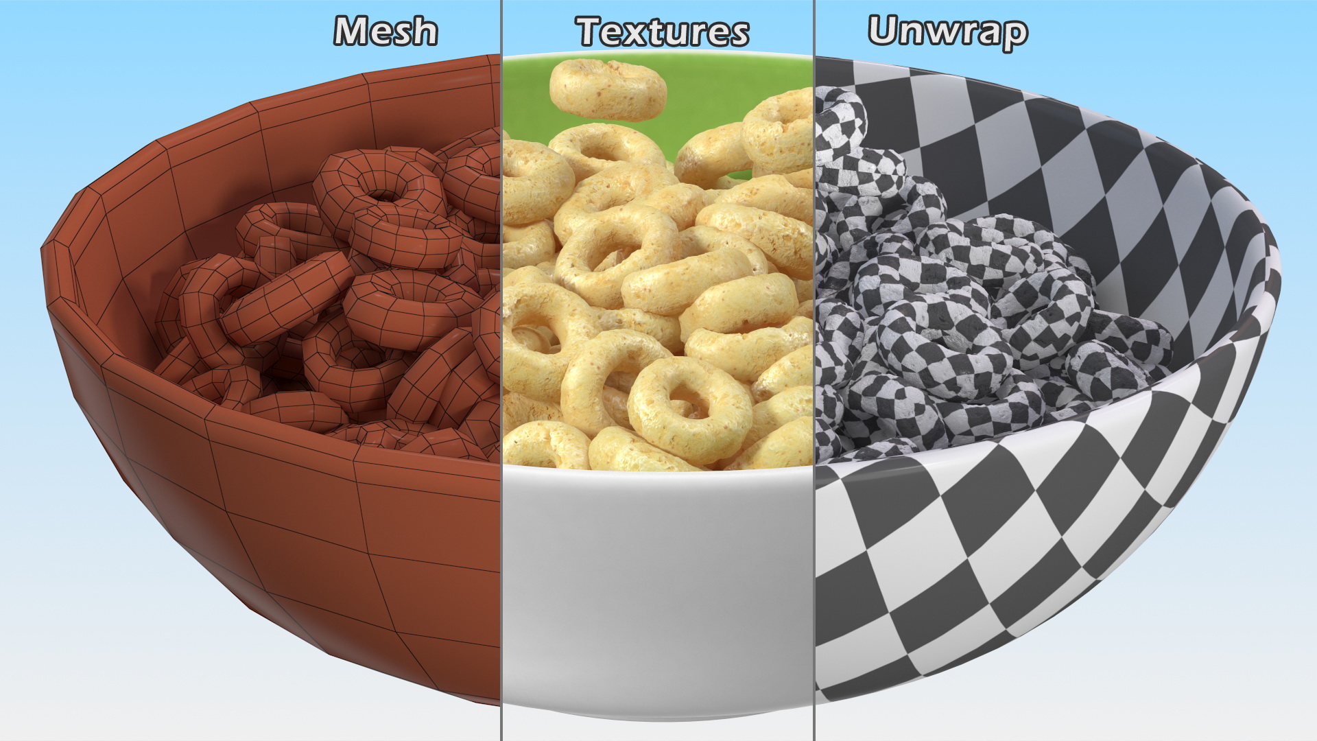 Oats Cereals Rings with Plate 3D model