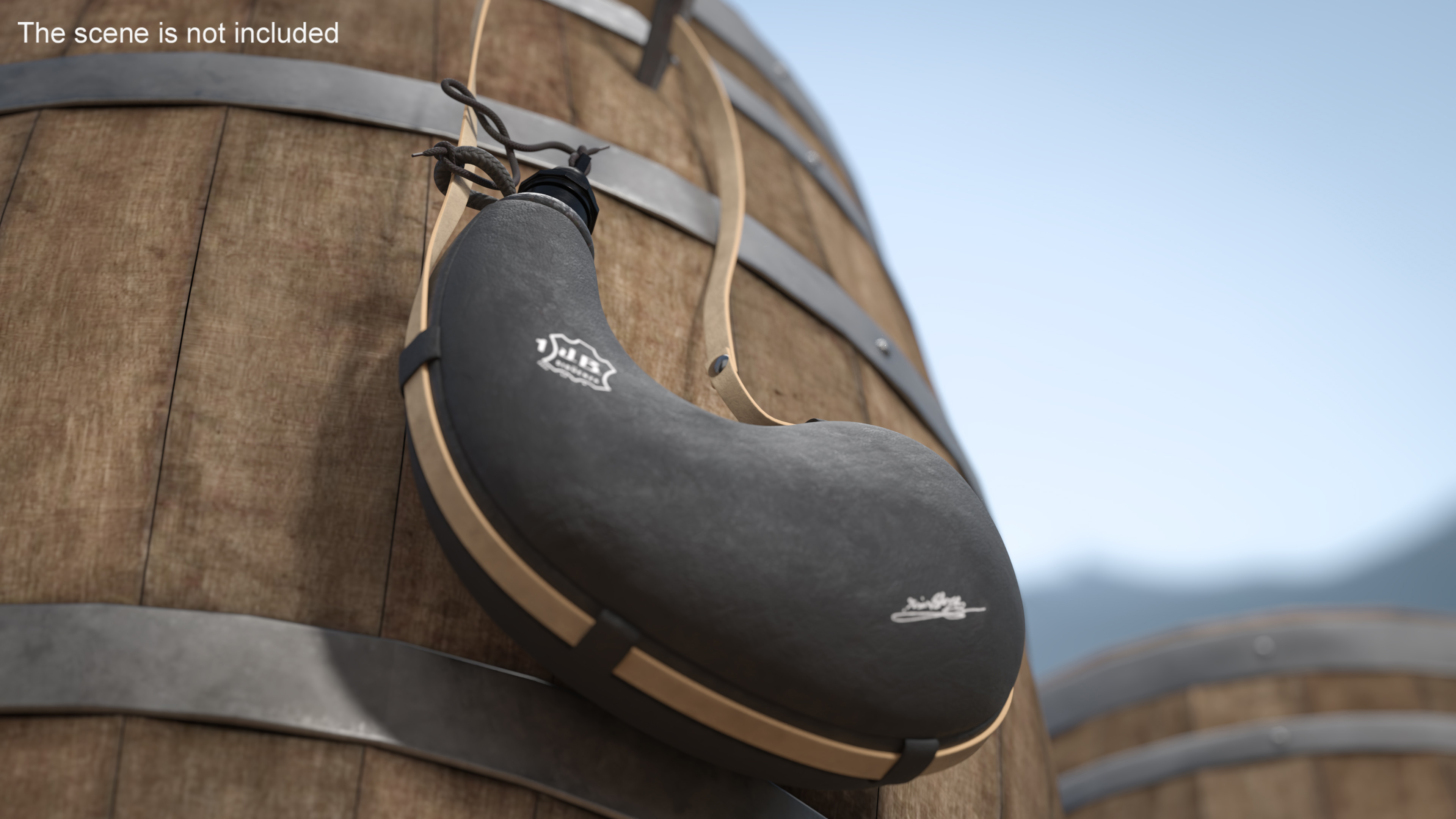3D Spanish Hanging Wineskin JB Black model
