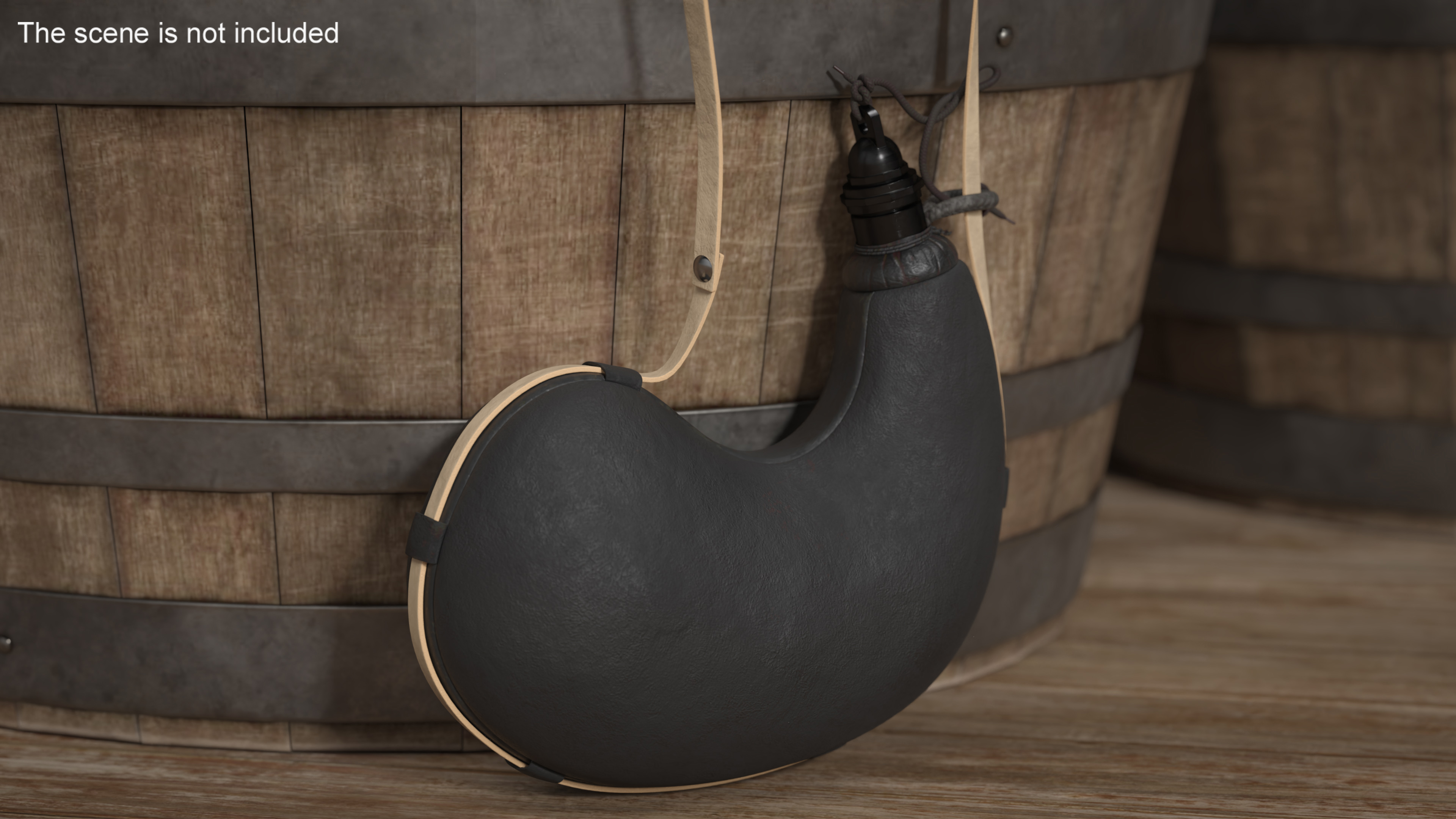 3D Spanish Hanging Wineskin JB Black model