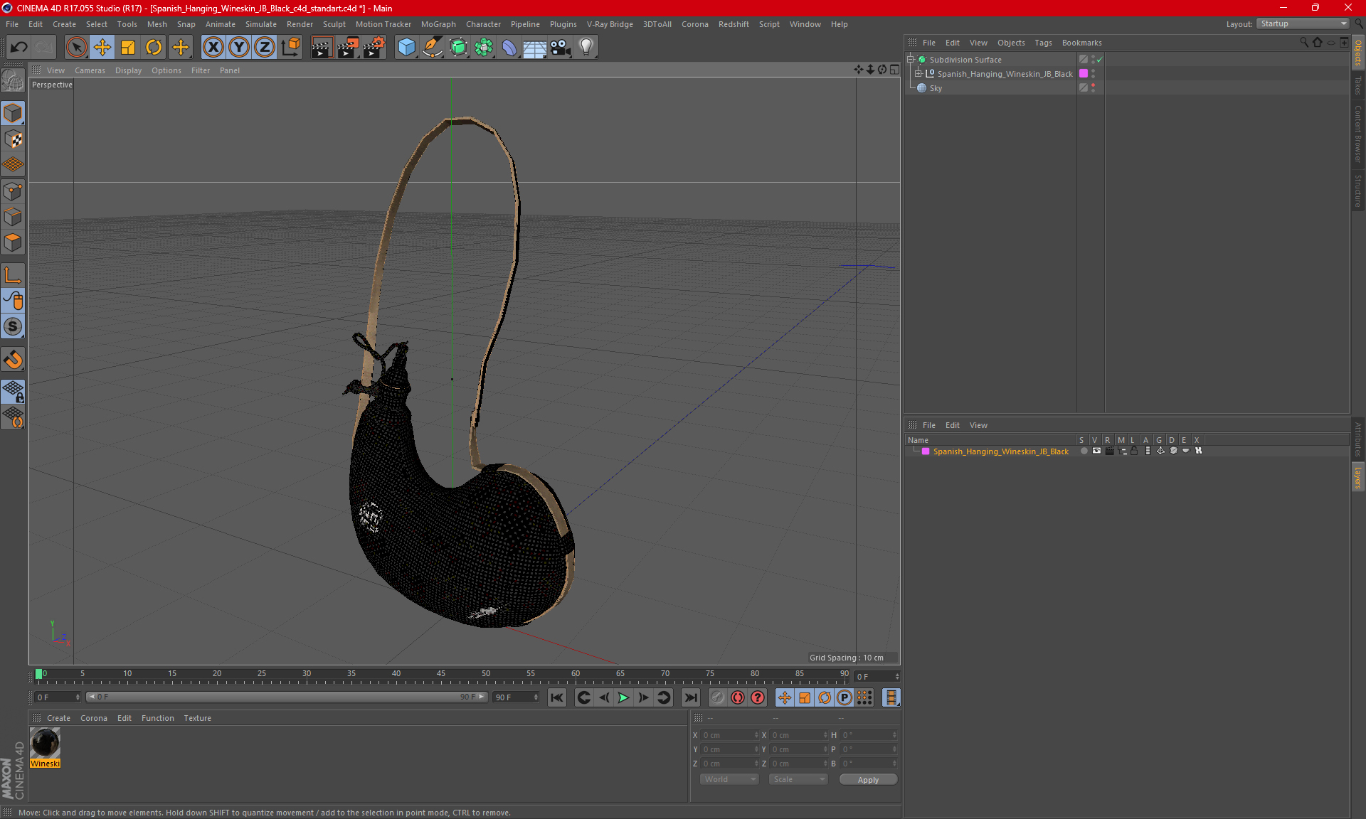 3D Spanish Hanging Wineskin JB Black model