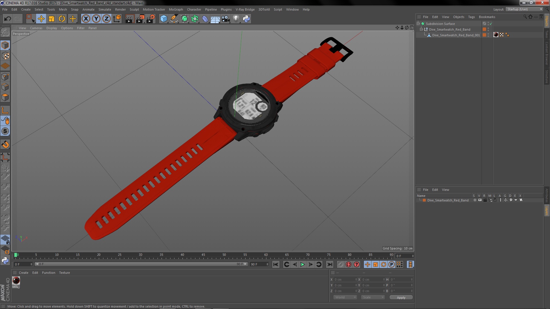 Dive Smartwatch Red Band 3D model