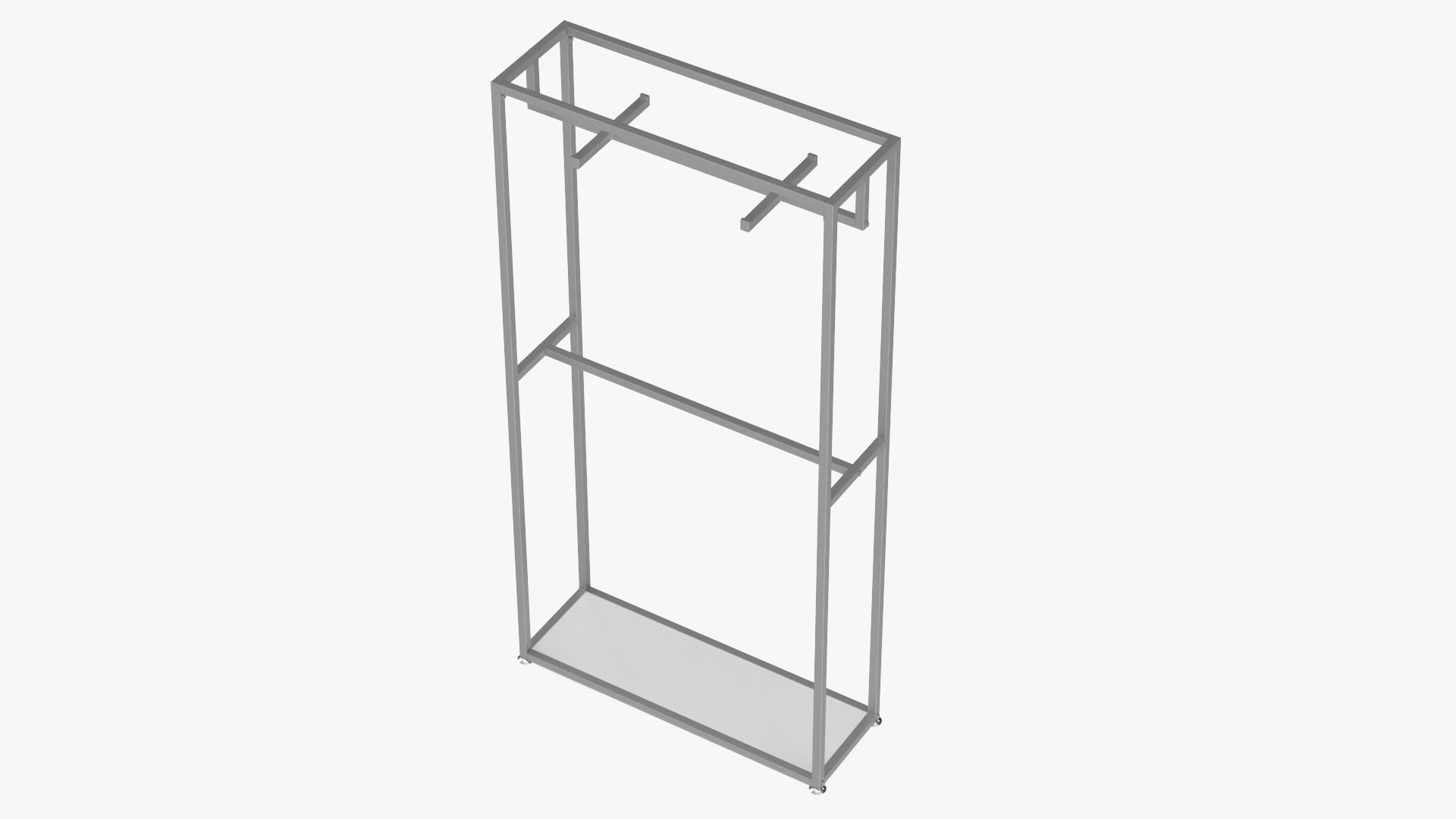 3D Double Coat Rack Silver model