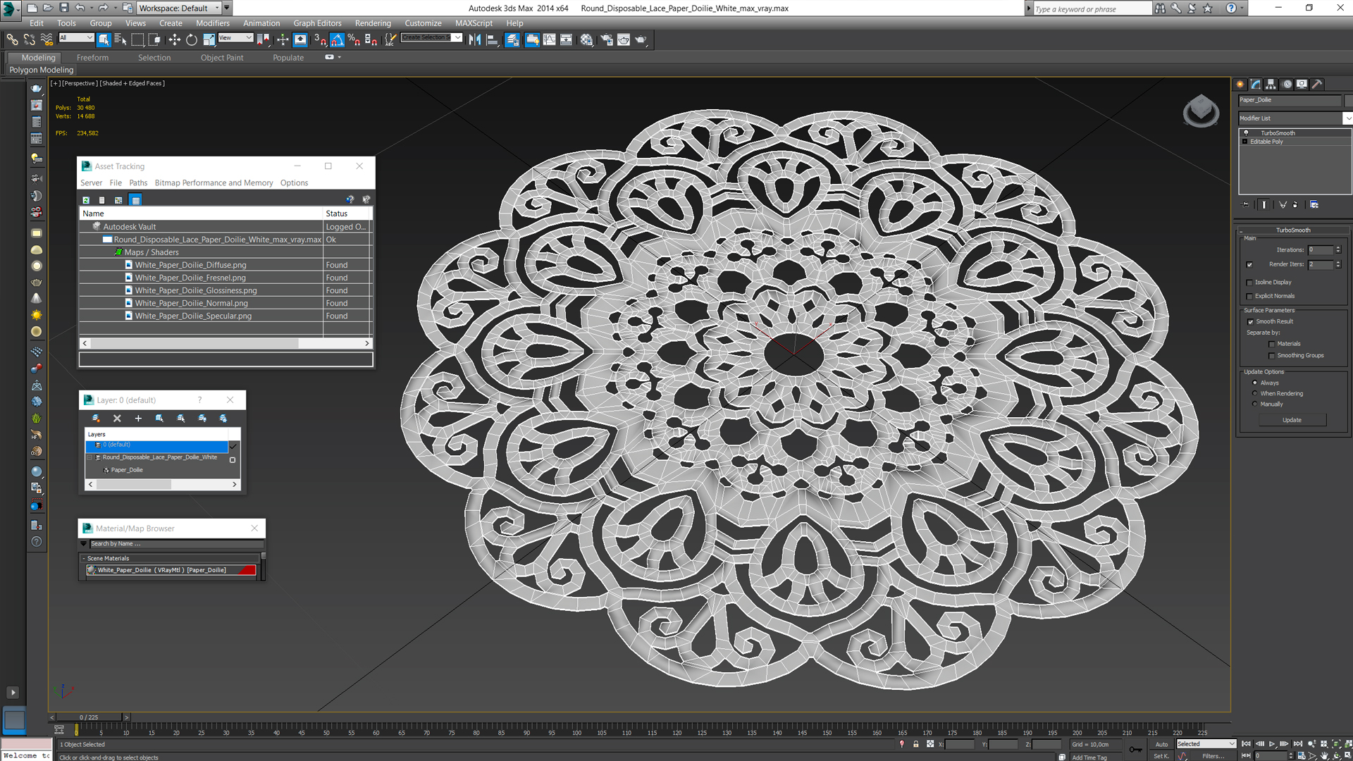 3D model Round Disposable Lace Paper Doilie White