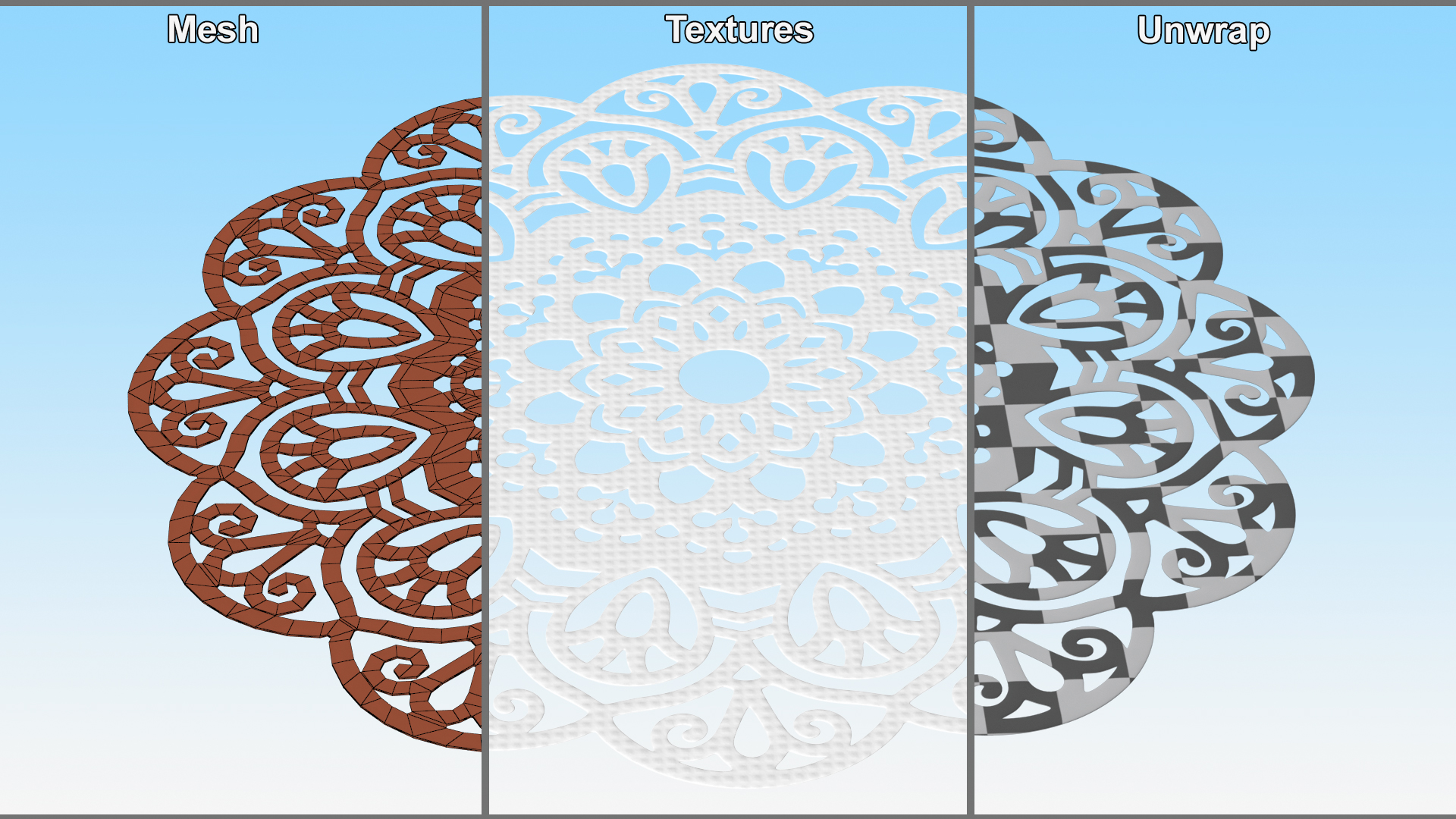 3D model Round Disposable Lace Paper Doilie White