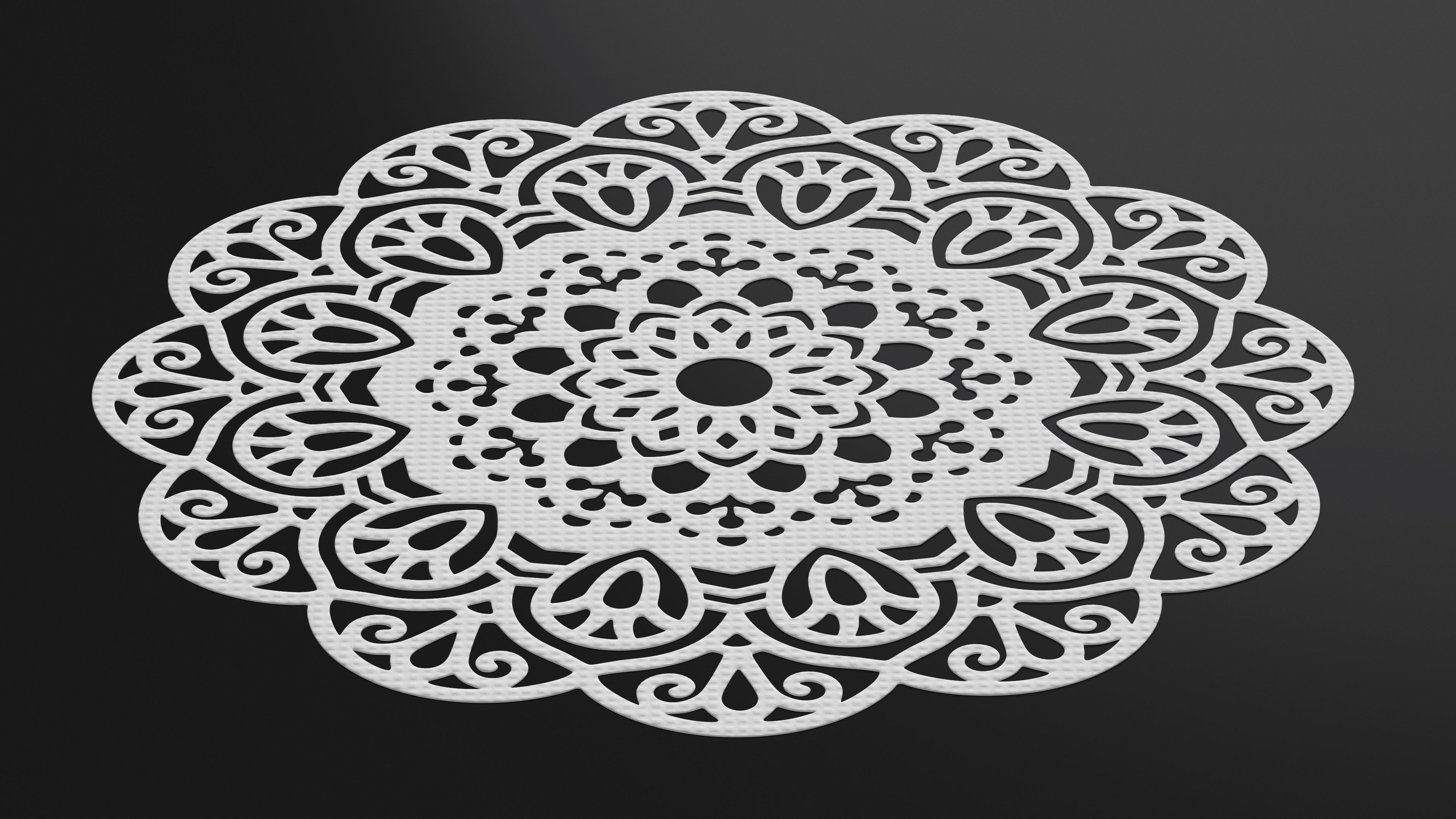 3D model Round Disposable Lace Paper Doilie White