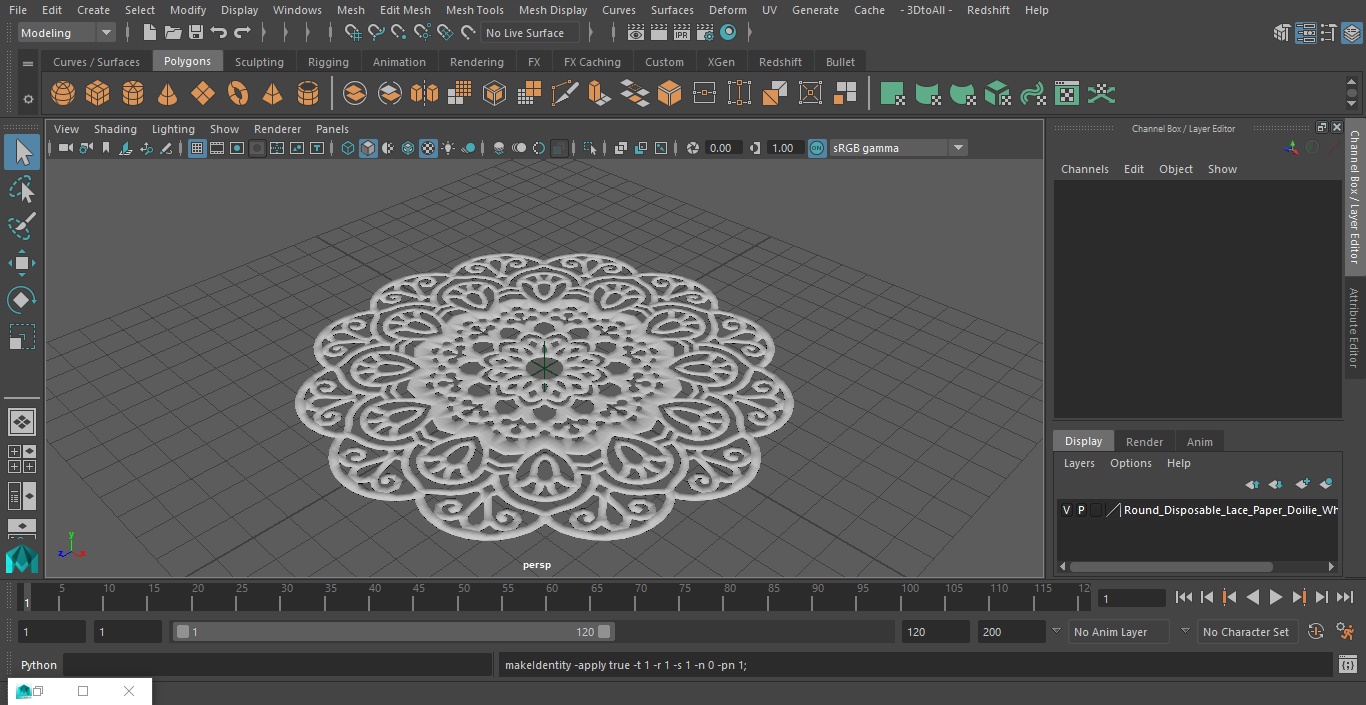 3D model Round Disposable Lace Paper Doilie White