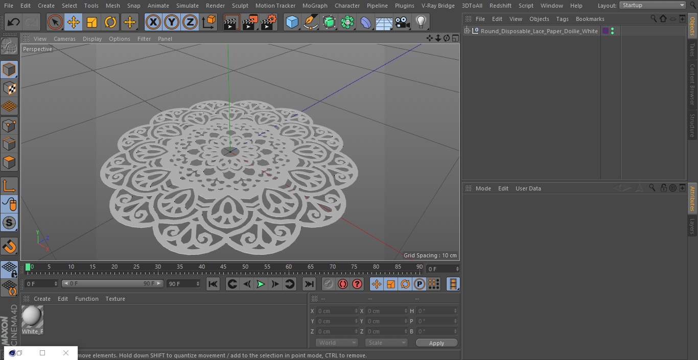 3D model Round Disposable Lace Paper Doilie White