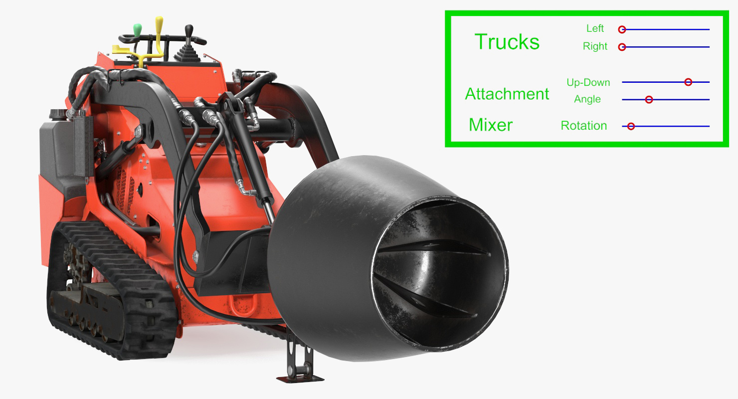 3D model Mini Skid Steer Loader Mixer Rigged