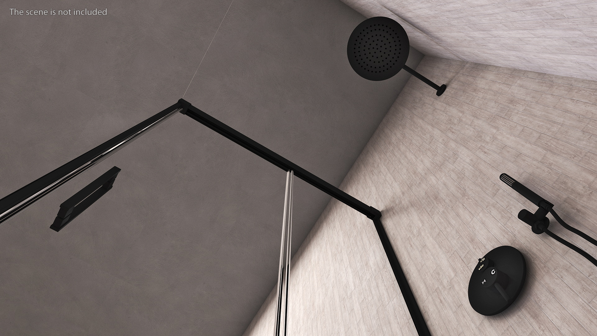 Corner Glass Shower Cabin with Sliding Door Black 3D model