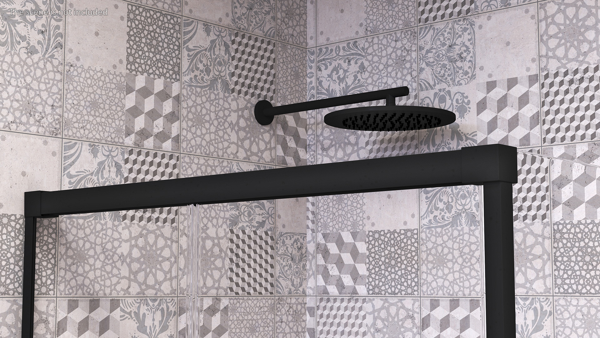 Corner Glass Shower Cabin with Sliding Door Black 3D model