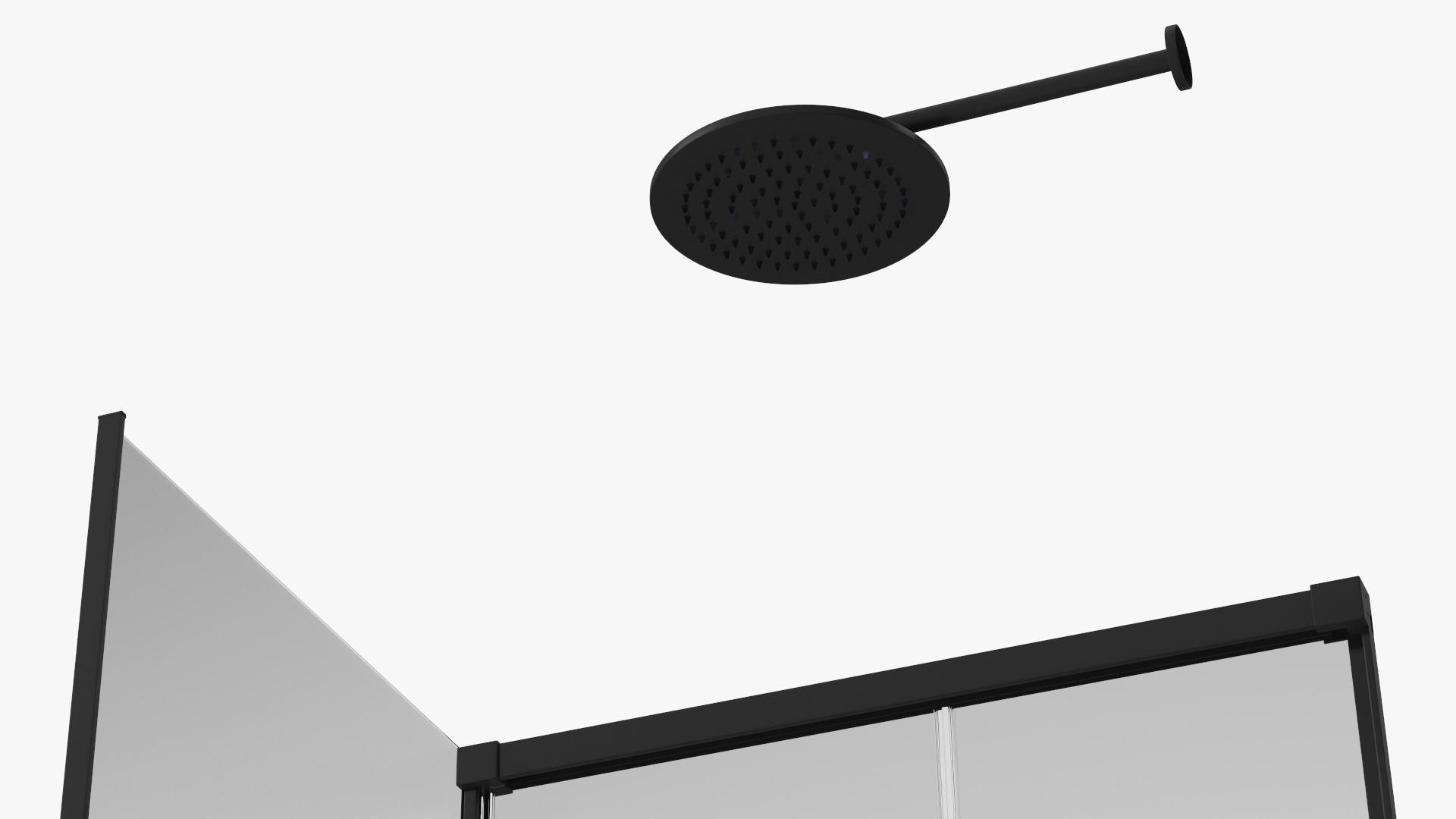 Corner Glass Shower Cabin with Sliding Door Black 3D model
