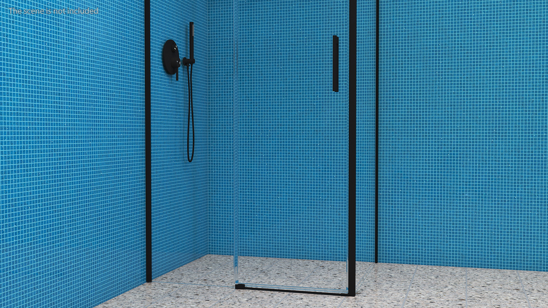 Corner Glass Shower Cabin with Sliding Door Black 3D model