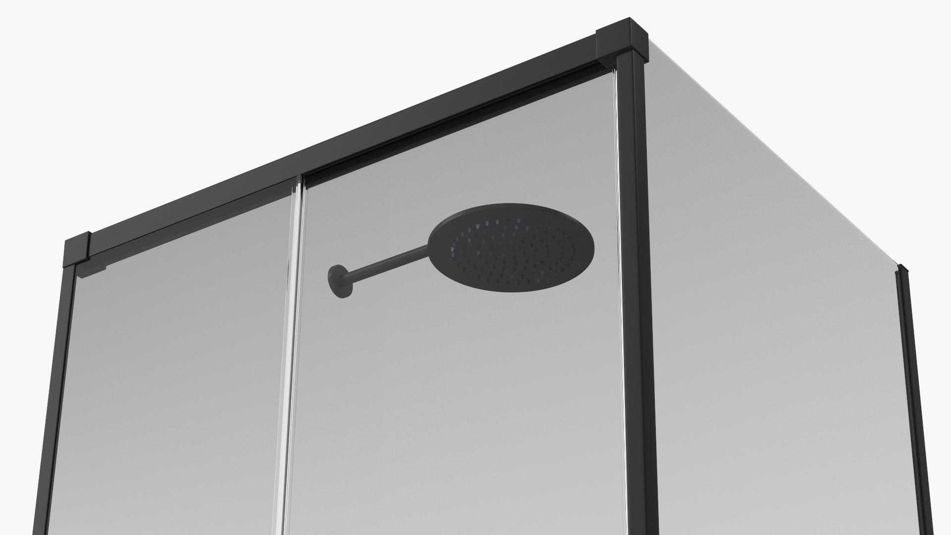 Corner Glass Shower Cabin with Sliding Door Black 3D model