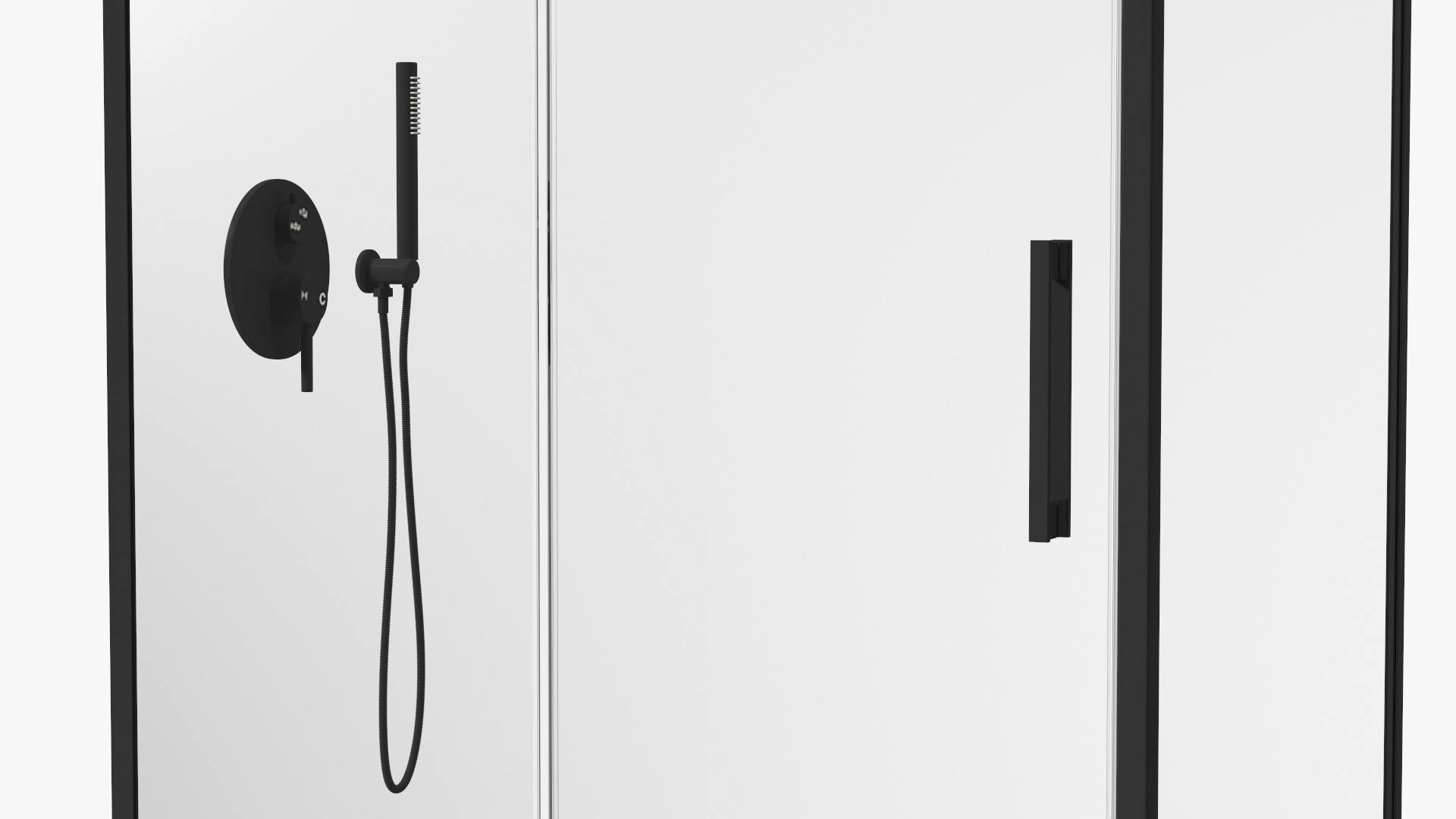 Corner Glass Shower Cabin with Sliding Door Black 3D model