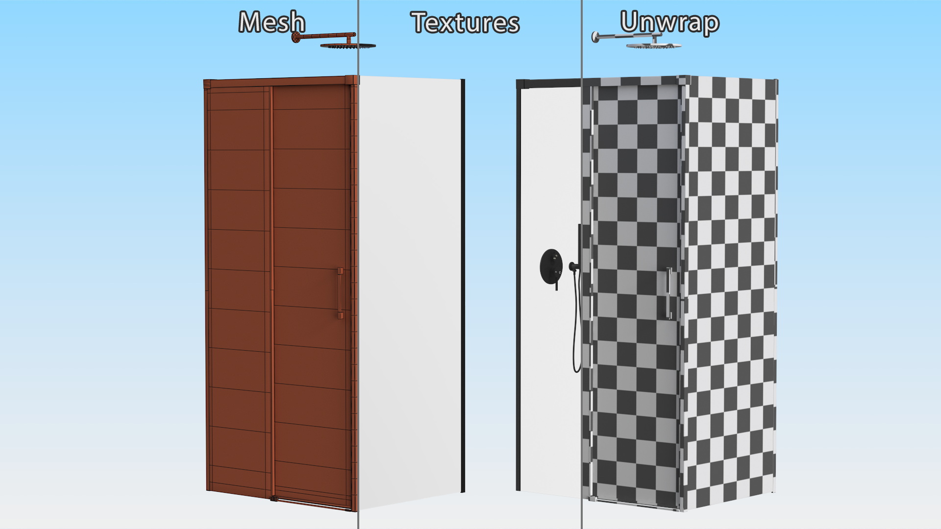 Corner Glass Shower Cabin with Sliding Door Black 3D model