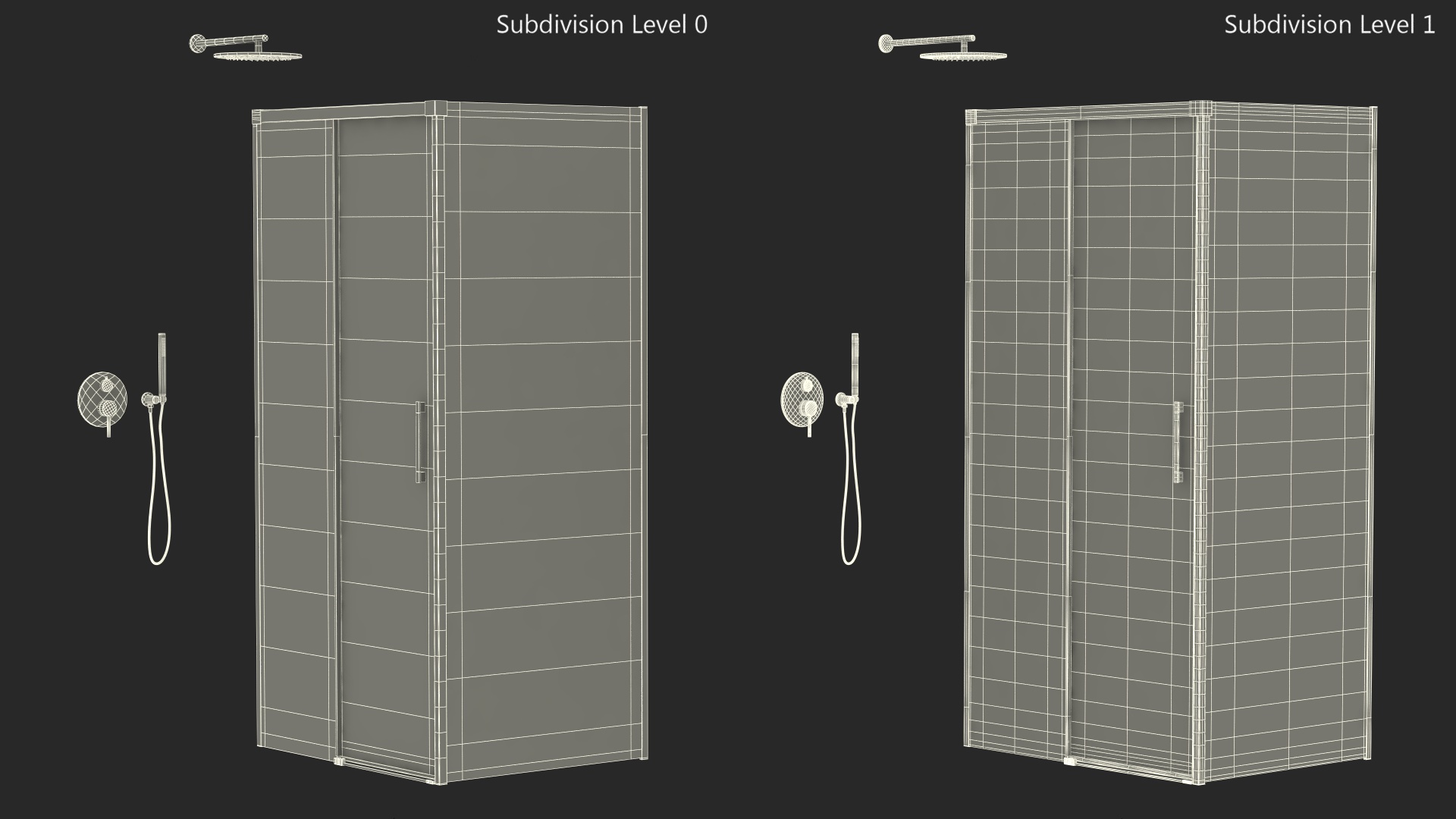 Corner Glass Shower Cabin with Sliding Door Black 3D model