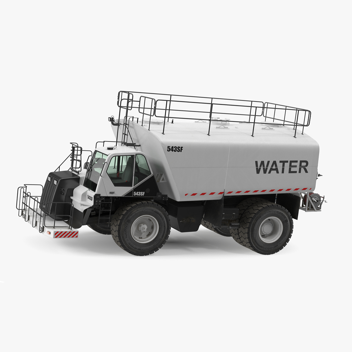 3D Construction Water Truck White Rigged for Cinema 4D