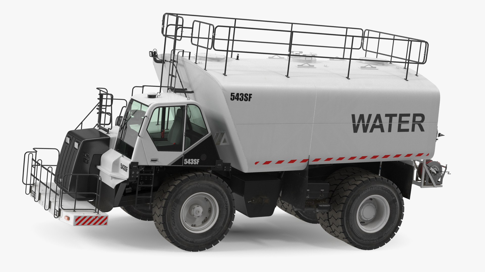 3D Construction Water Truck White Rigged for Cinema 4D
