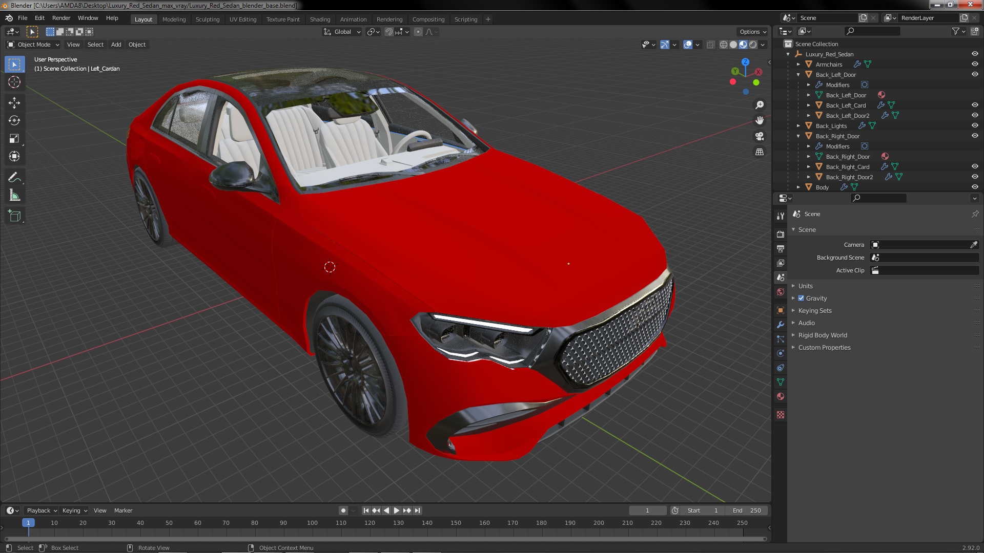 3D Luxury Red Sedan