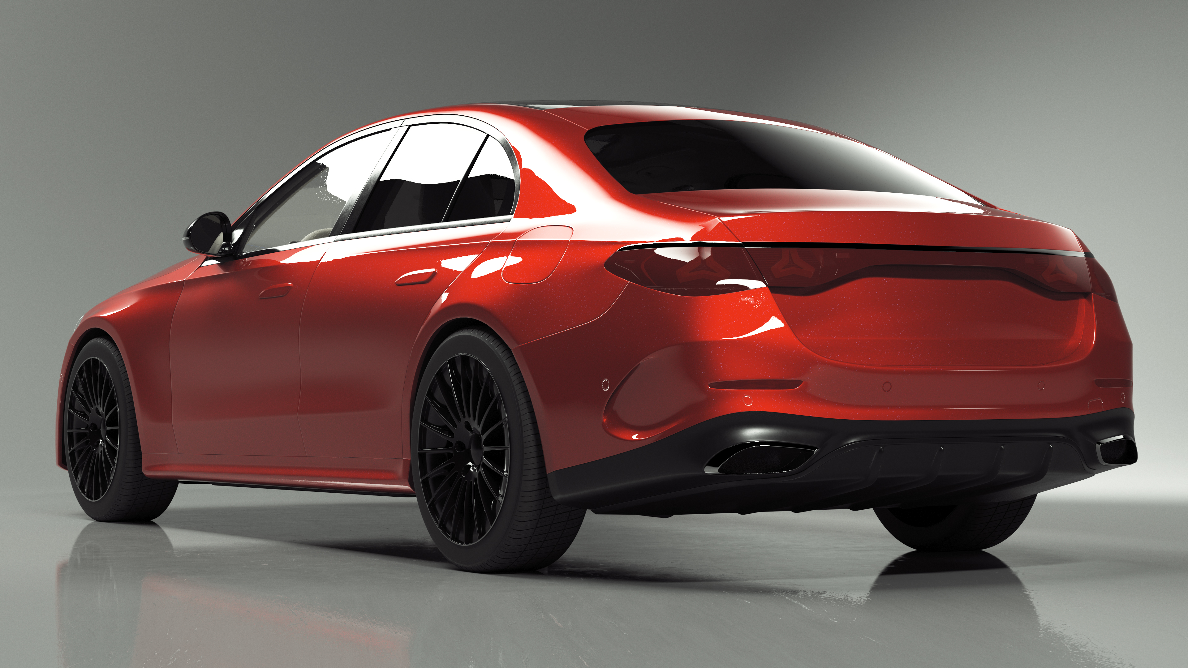 3D Luxury Red Sedan