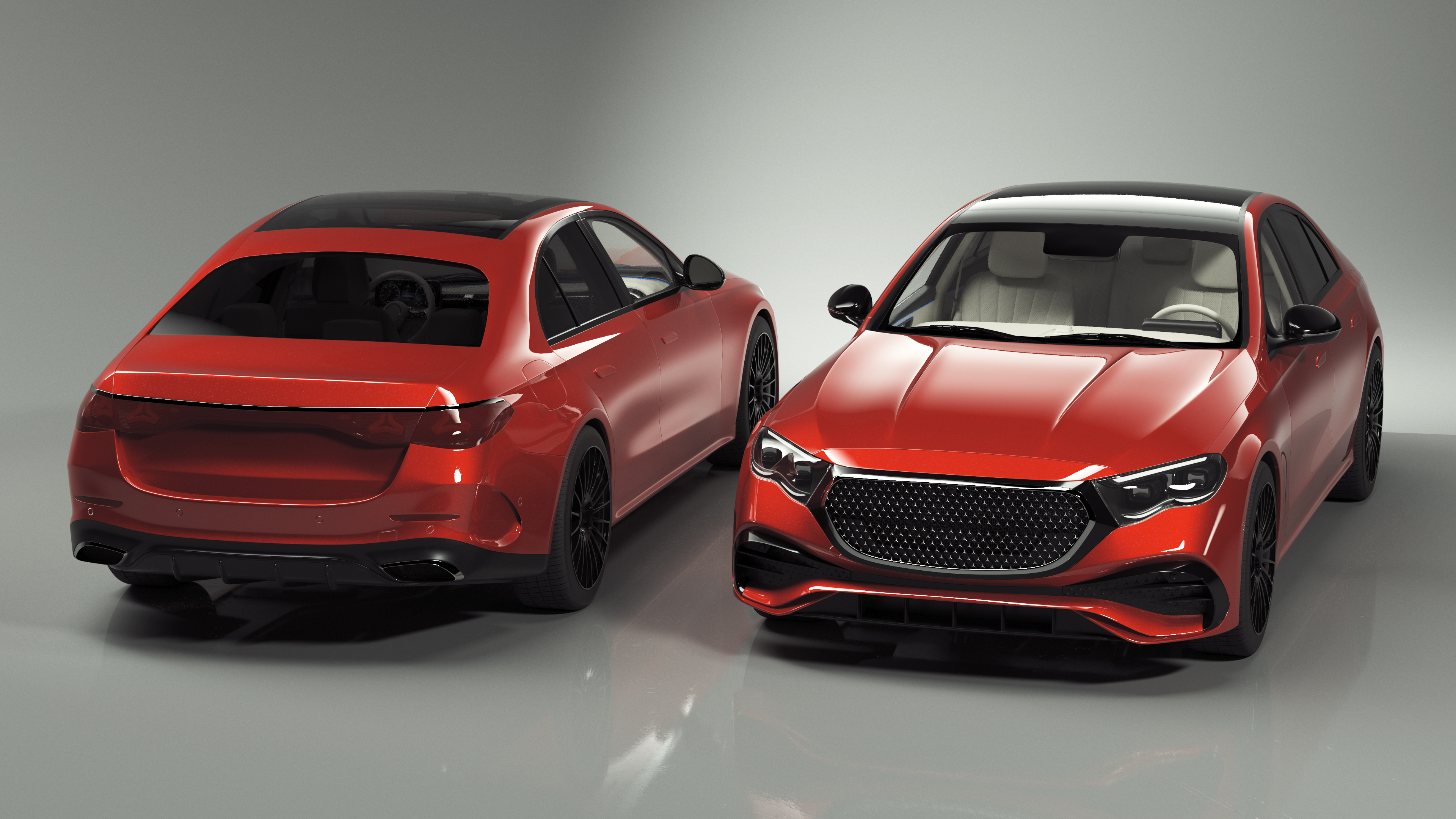 3D Luxury Red Sedan