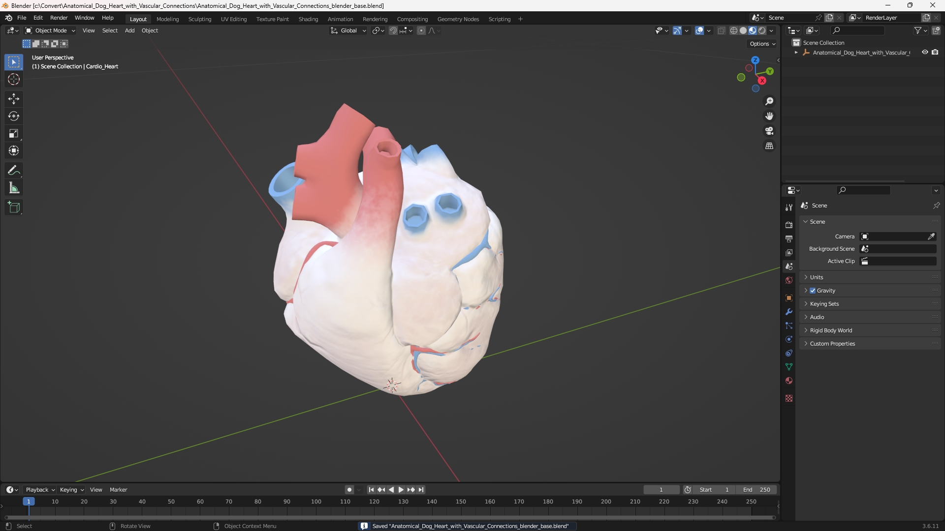 Anatomical Dog Heart with Vascular Connections - view 10