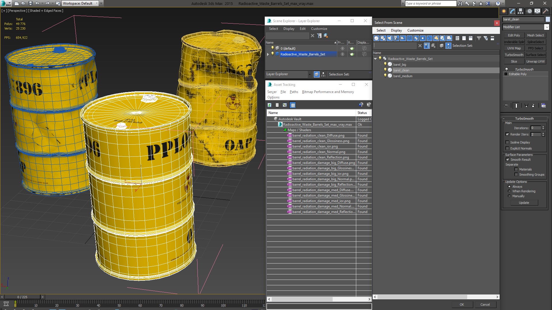 Radioactive Waste Barrels Set 3D model