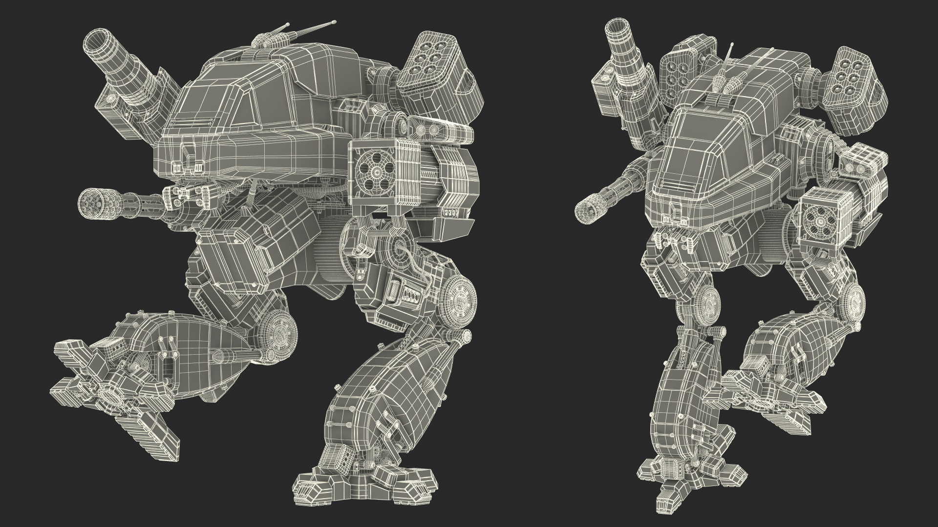 Worn Walking Combat Dark Green Robot with Pilot Rigged 3D model