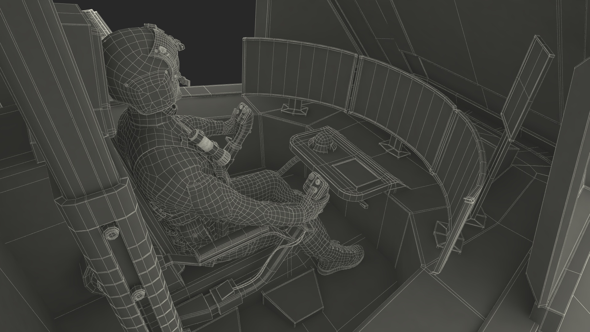 Worn Walking Combat Dark Green Robot with Pilot Rigged 3D model