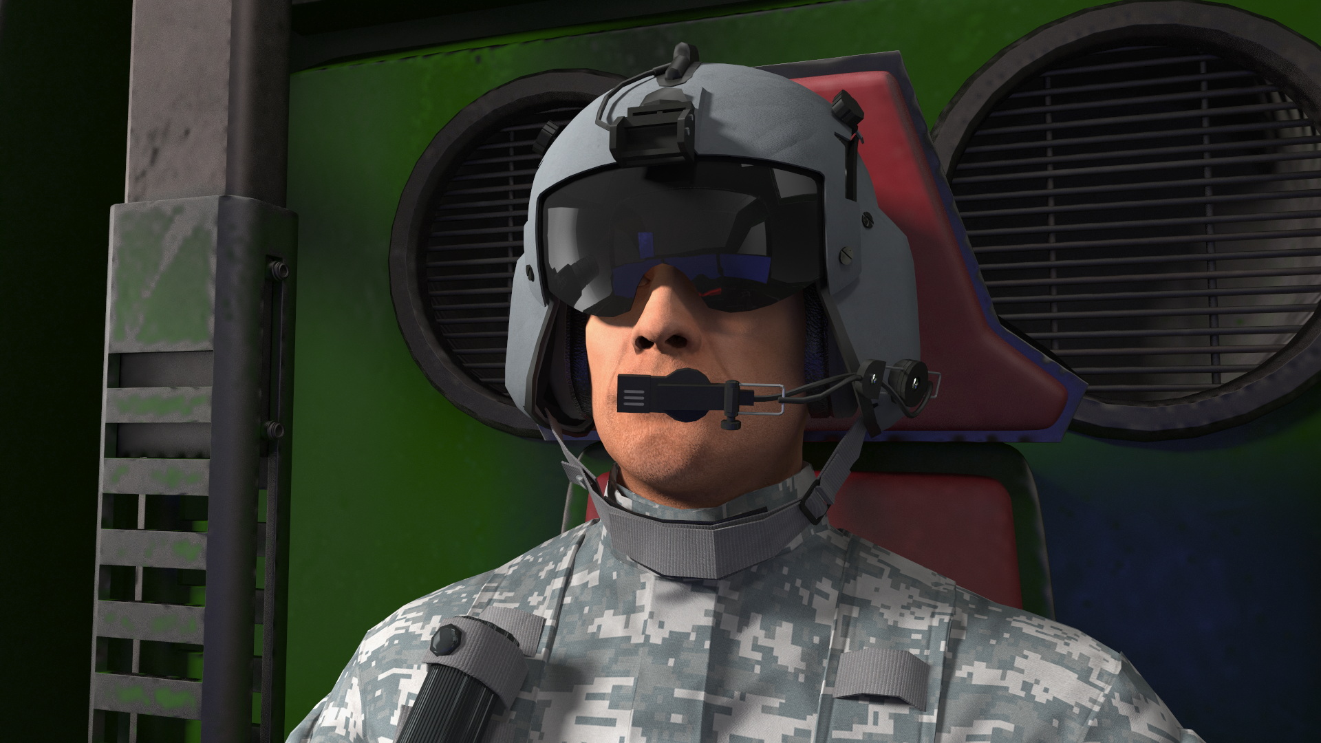 Worn Walking Combat Dark Green Robot with Pilot Rigged 3D model